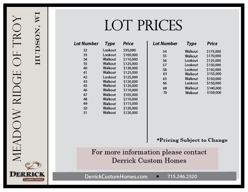 Custom Homes Hudson WI Meadow Ridge of Troy Derrick Homes